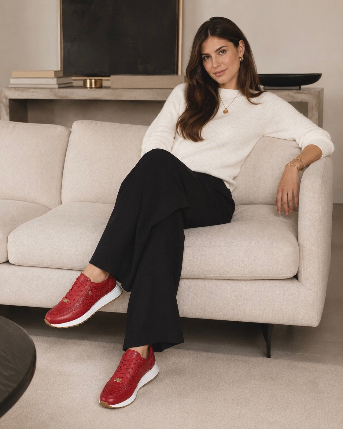 Zapatilla Camila Rojo Cuero Mujer | Maryori López