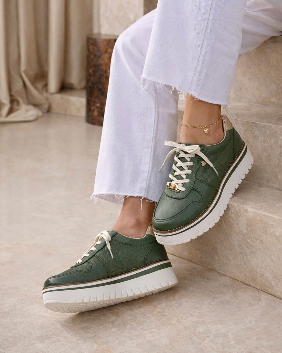 Zapatilla Riviera Verde Cuero Mujer | Maryori López