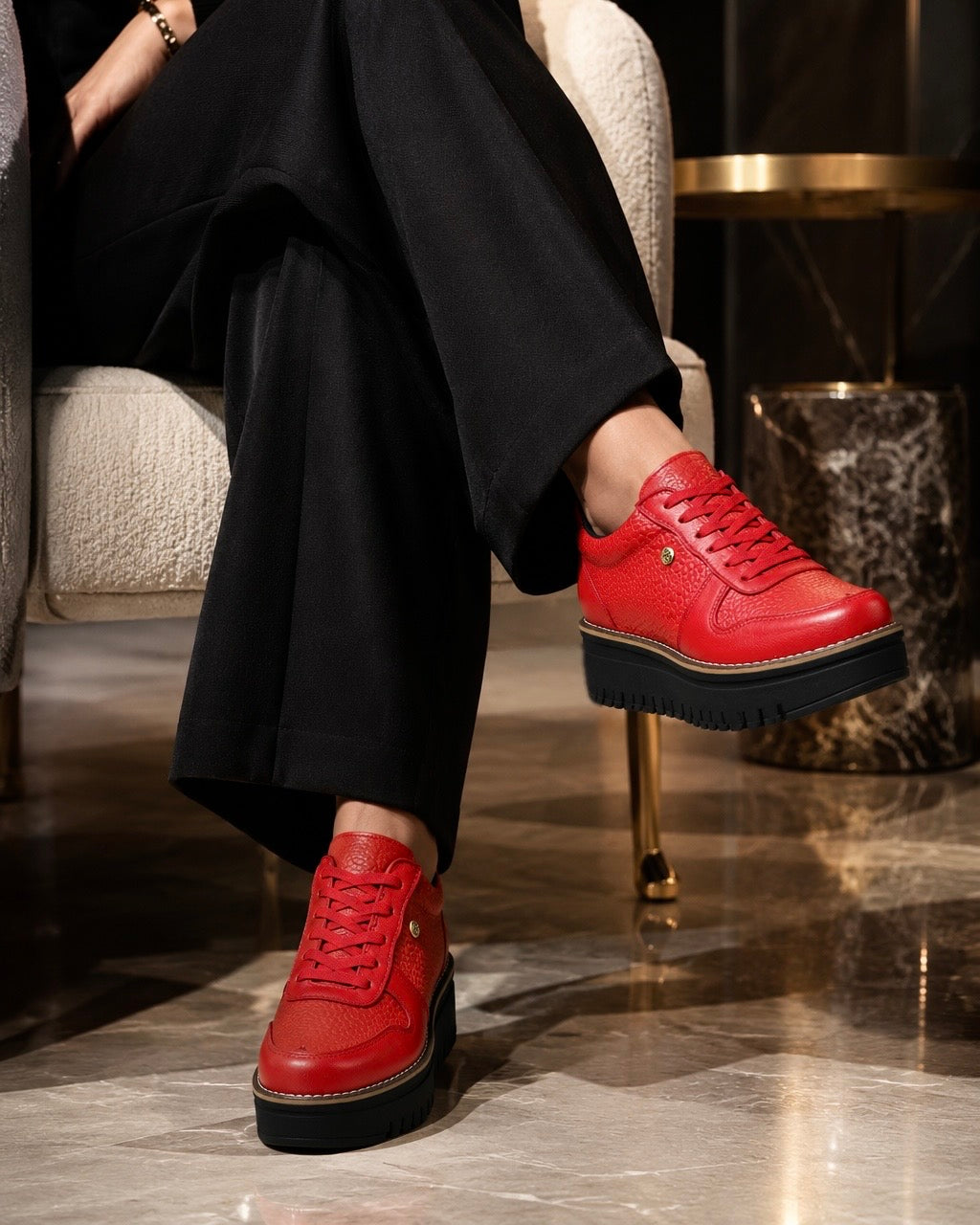 Riviera Red Leather Women's Sneaker | Maryori Lopez
