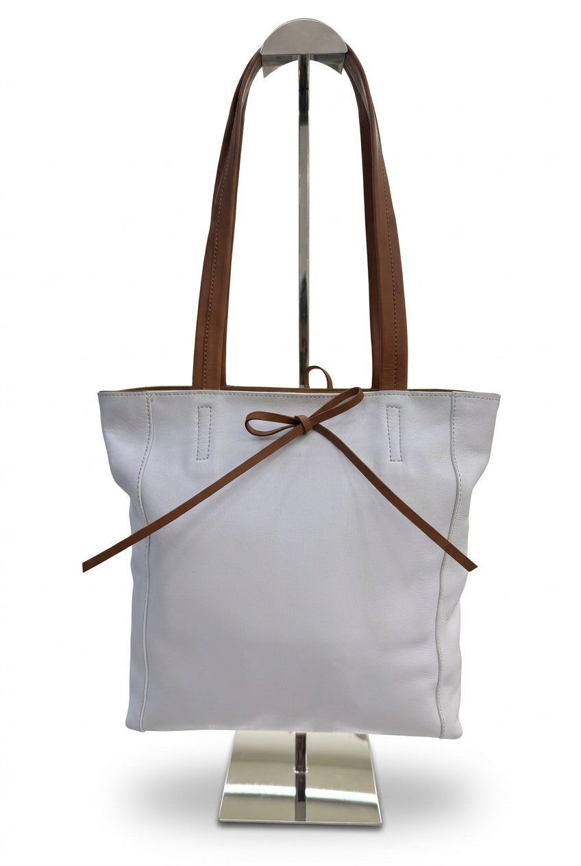 Cartera Charlotte Blanco de Cuero Natural | Maryori López