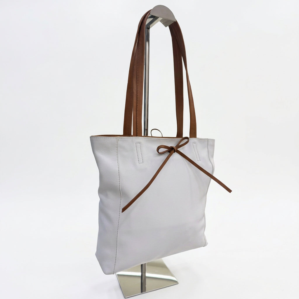 Cartera Charlotte Blanco de Cuero Natural | Maryori López