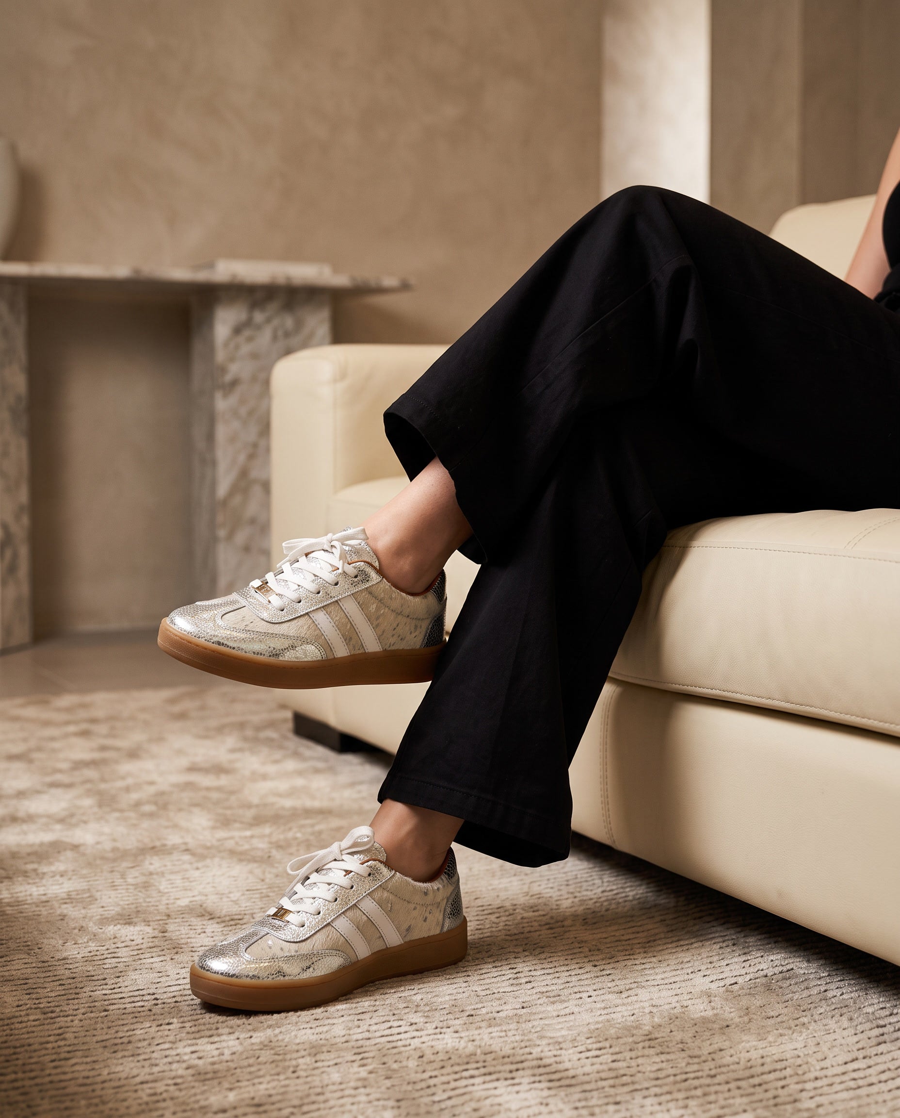 Women's Jennifer Silver Leather Sneaker | Maryori López