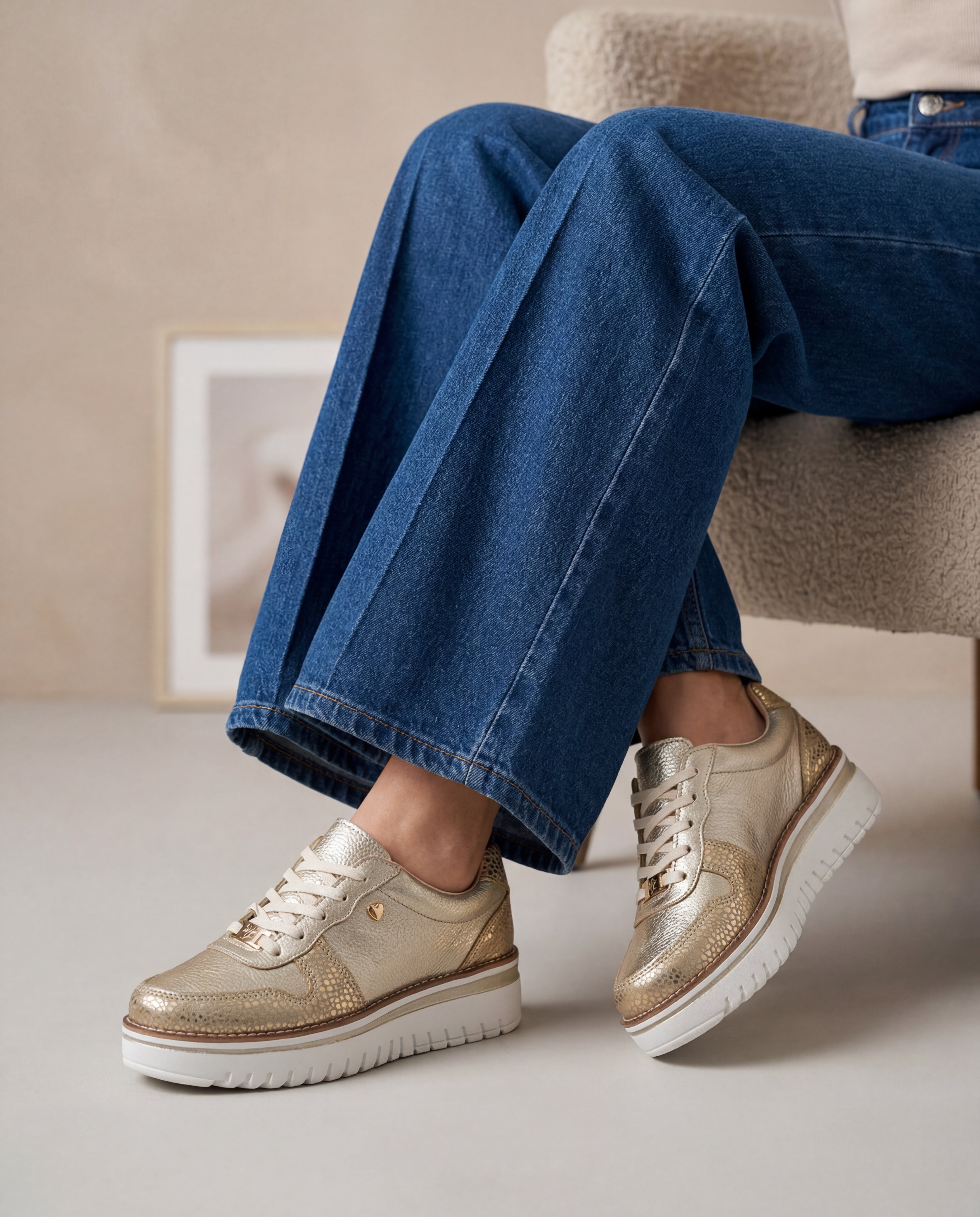 Riviera Gold Leather Women's Sneaker | Maryori López