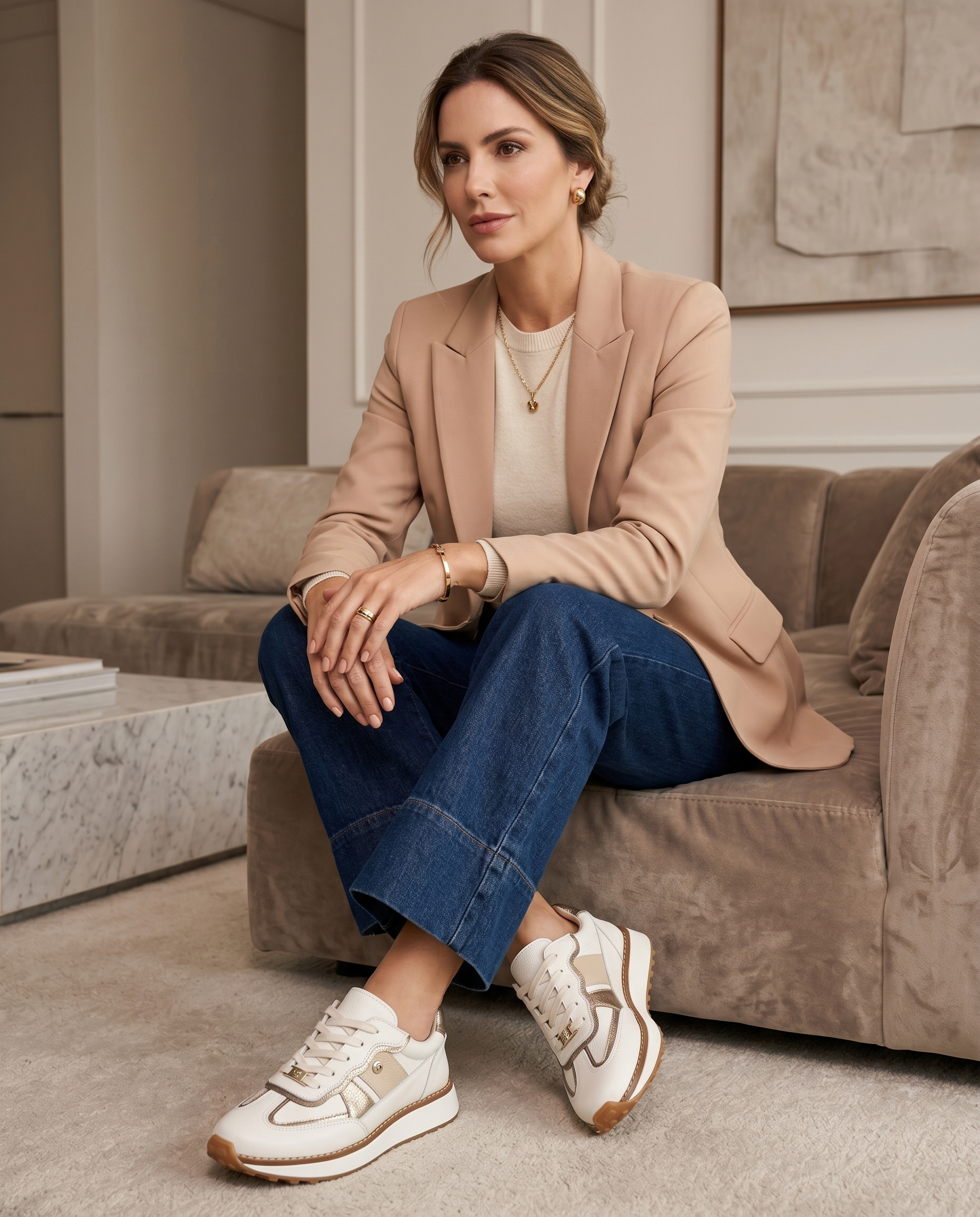 Zapatilla Sigrid Beige Cuero Mujer | Maryori López