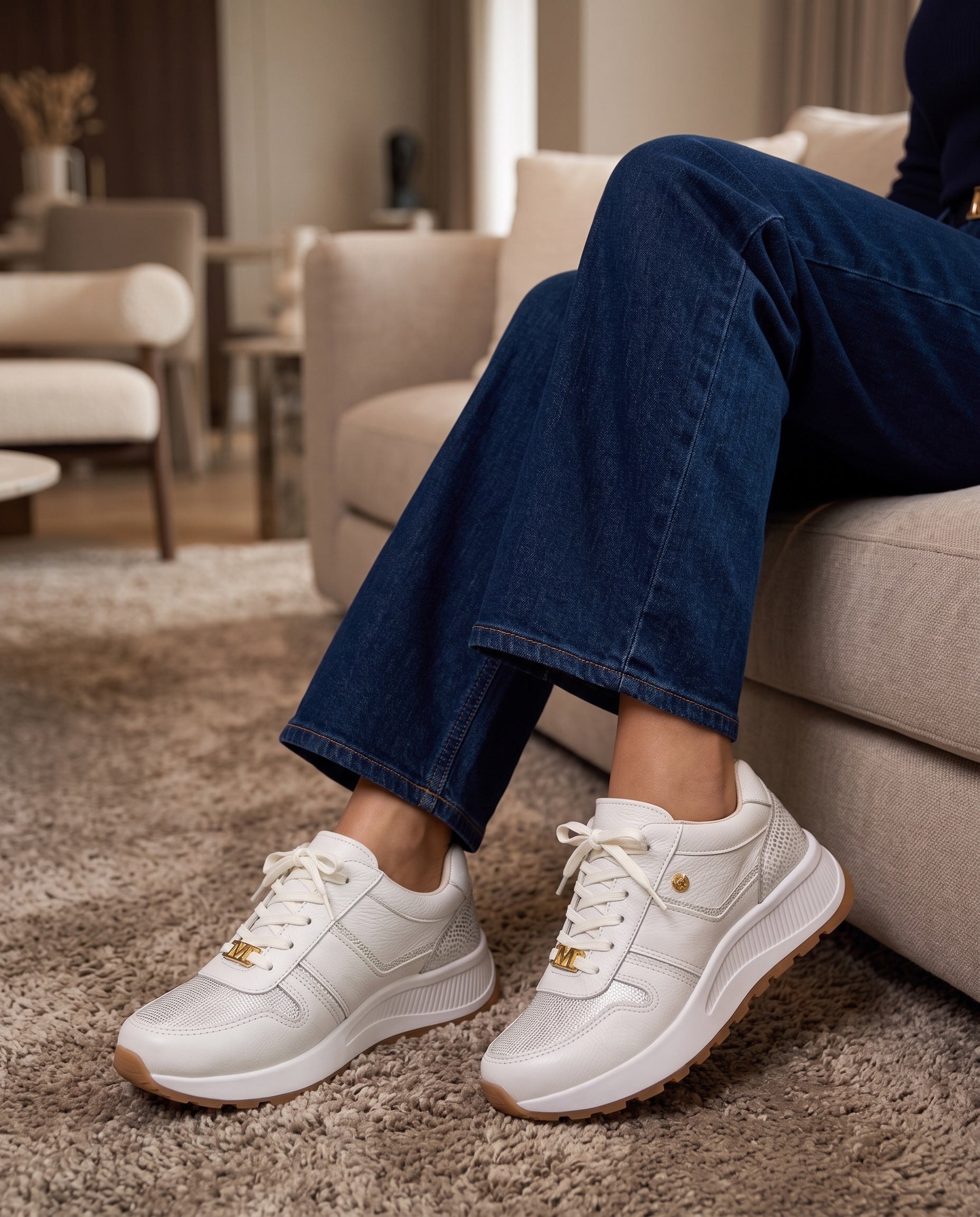 Andrea White Leather Women's Sneakers | Maryori López