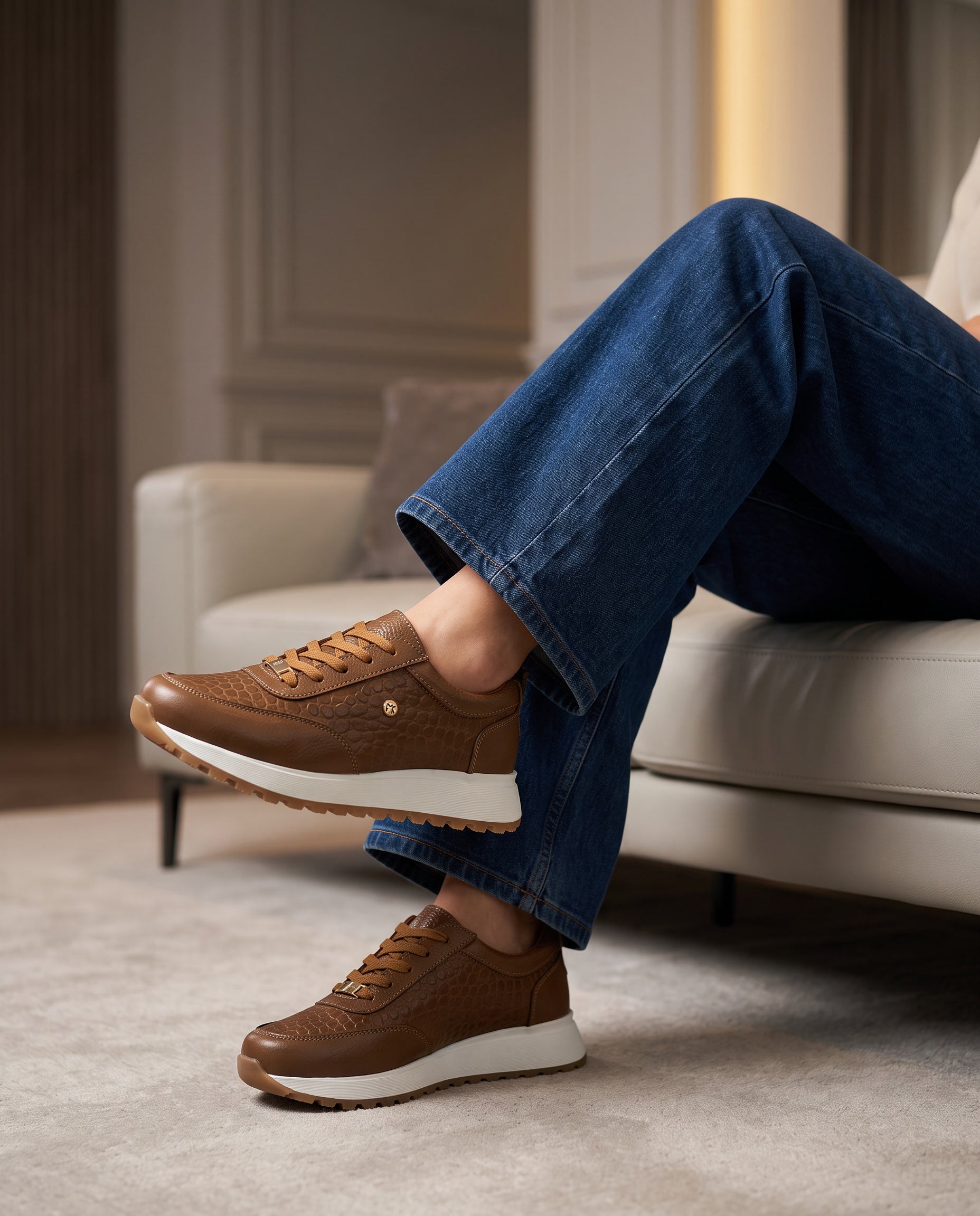Camila Camel Leather Women's Sneaker | Maryori López