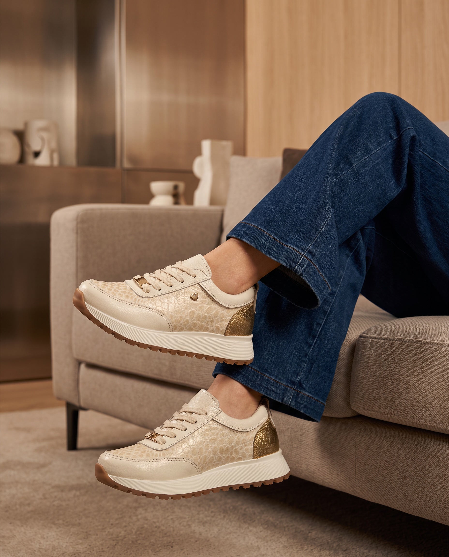 Women's Camila Cream Leather Sneakers | Maryori López