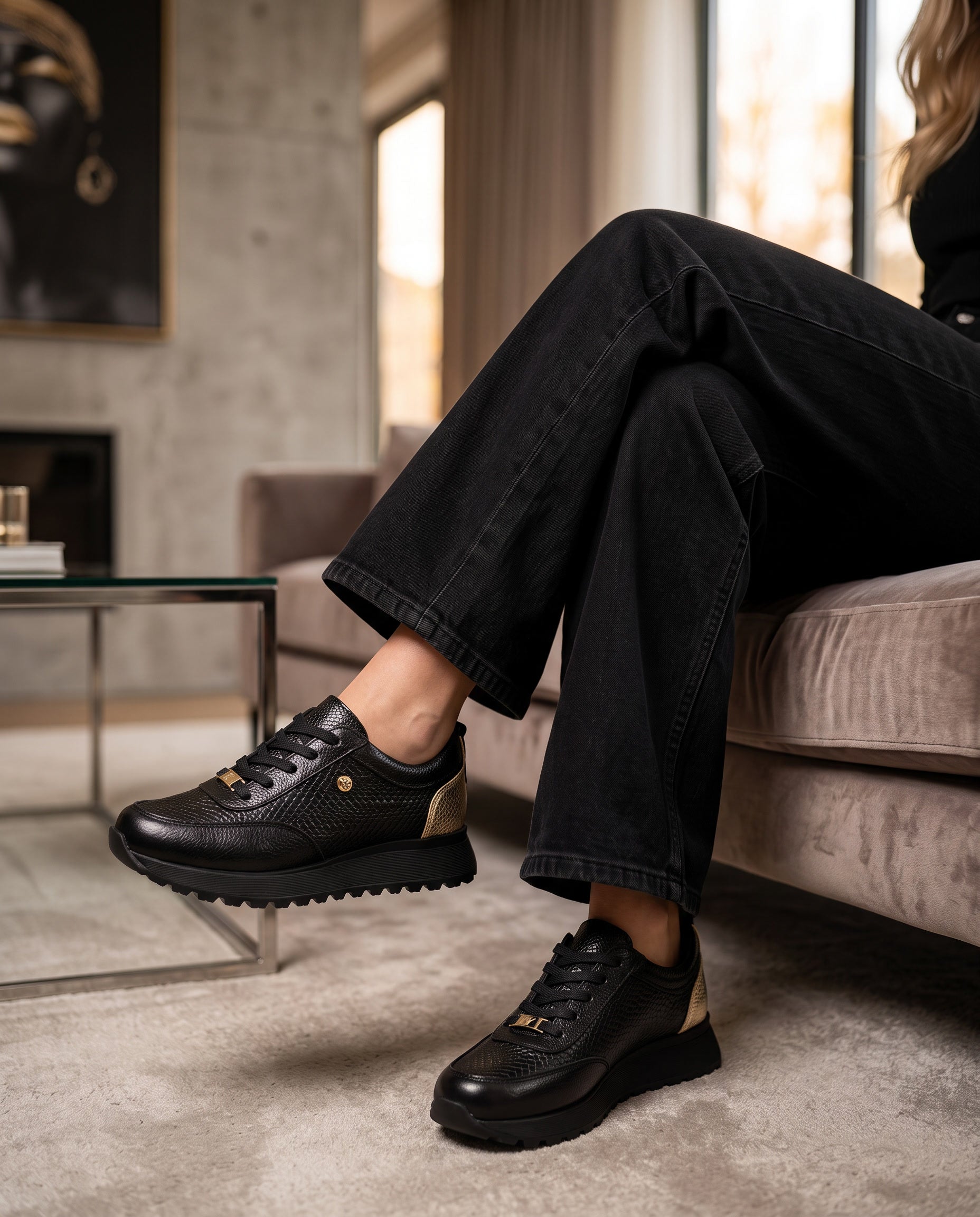 Camila Black Leather Women's Sneaker | Maryori López