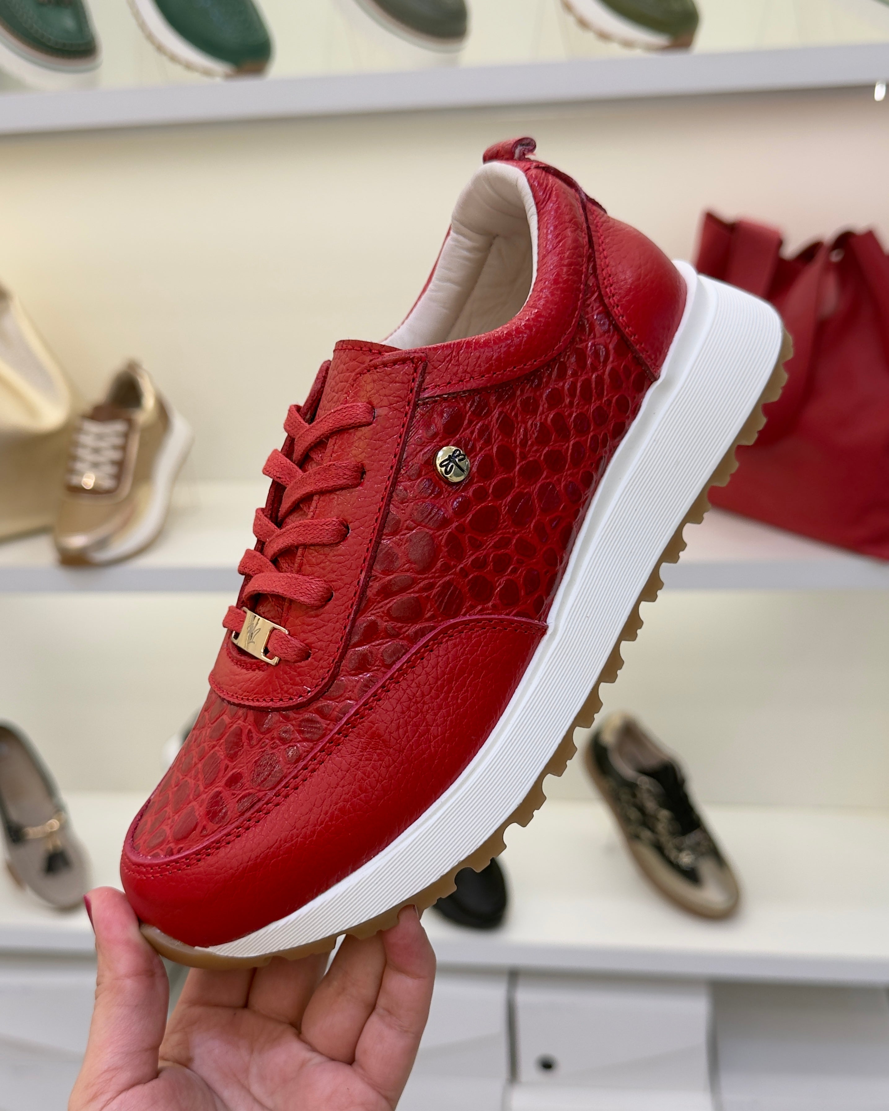 Zapatilla Camila Rojo Cuero Mujer | Maryori López