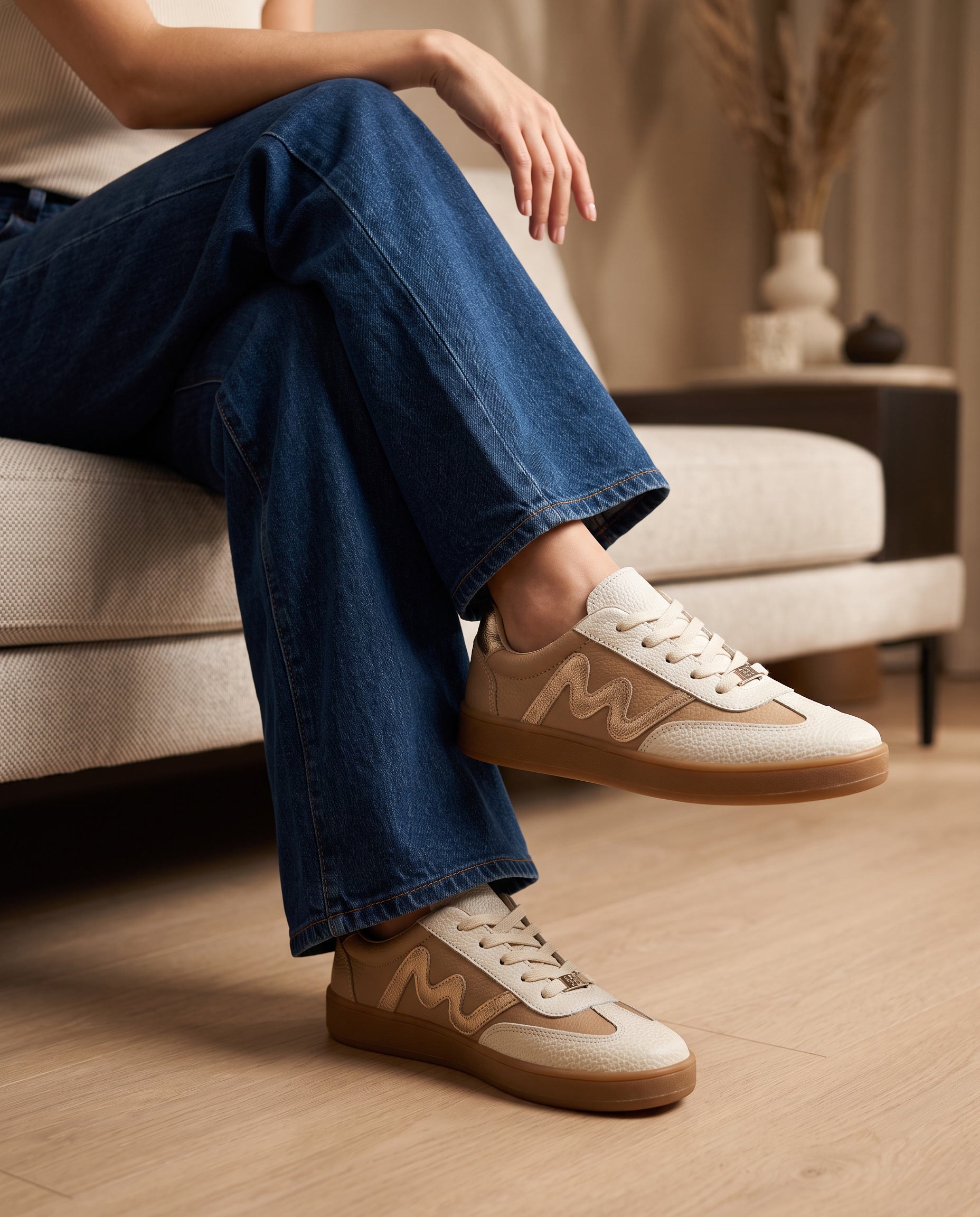 Claudia Taupe Leather Women's Sneaker | Maryori López