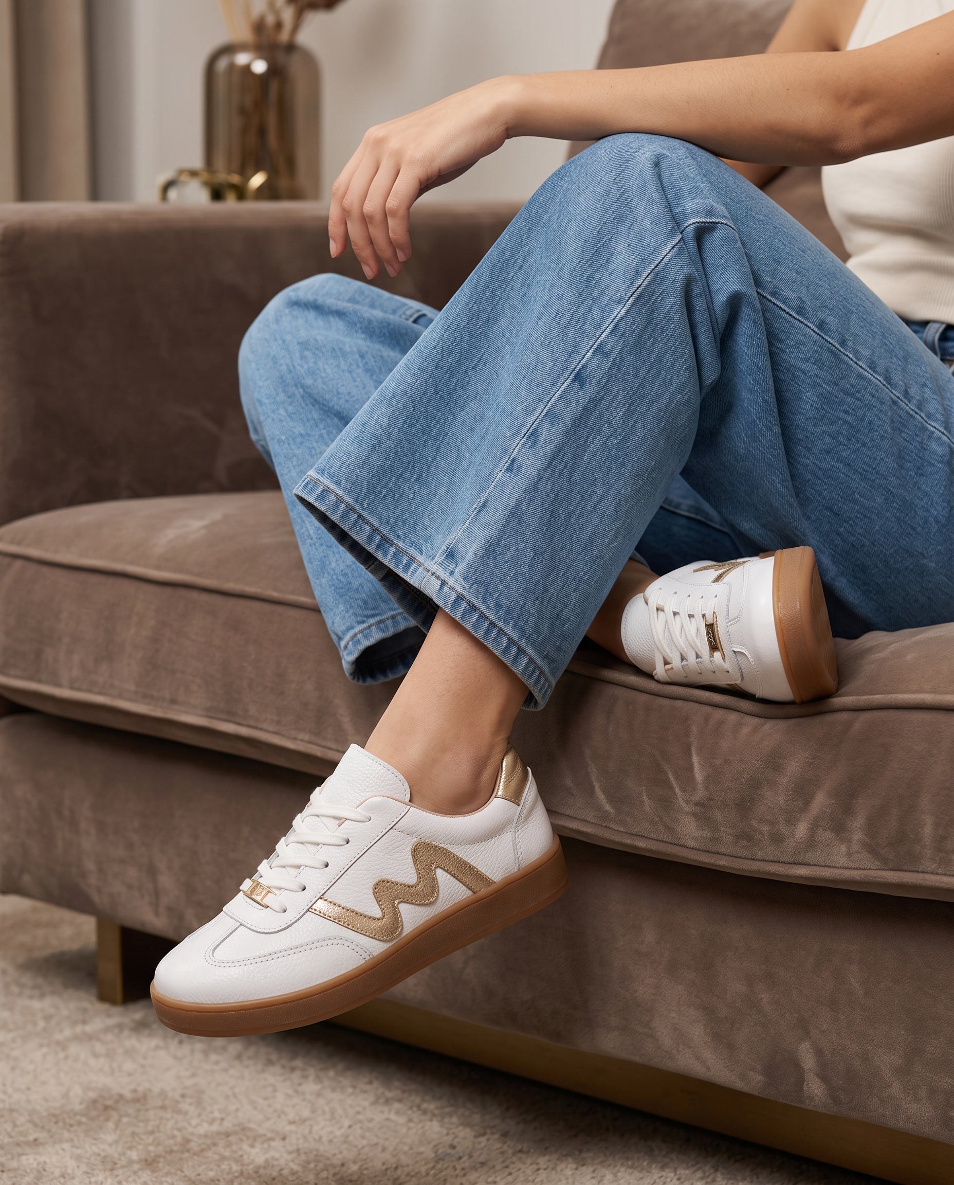 Claudia White Leather Women's Sneakers | Maryori López