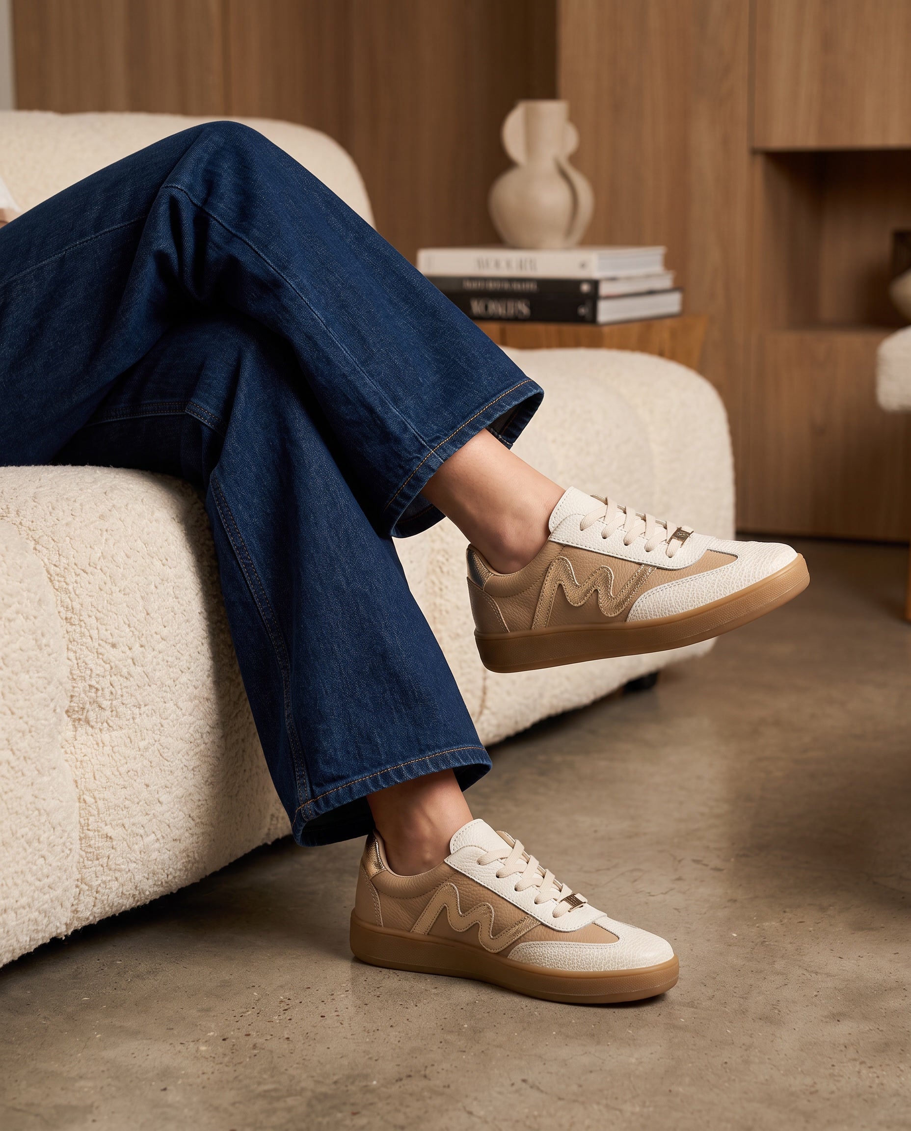 Claudia Taupe Leather Women's Sneaker | Maryori López
