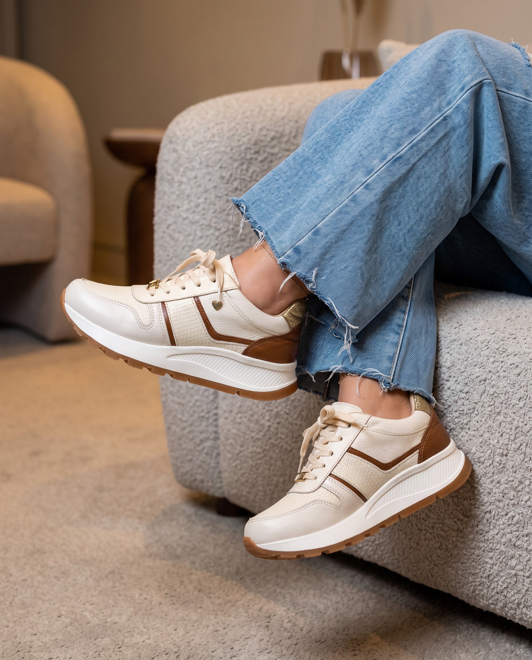 Emilia Cream Leather Women's Sneaker | Maryori López
