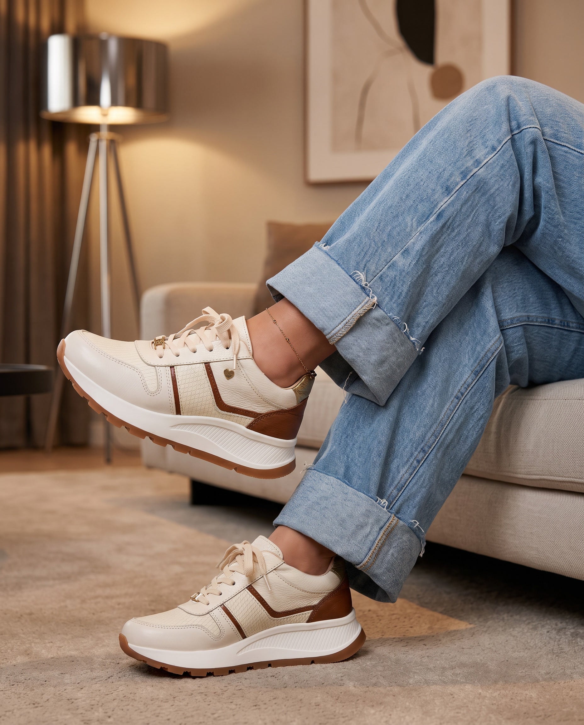 Emilia Cream Leather Women's Sneaker | Maryori López