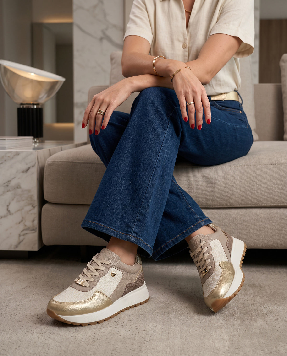 Zapatilla Joya Capuchino Cuero Mujer | Maryori López