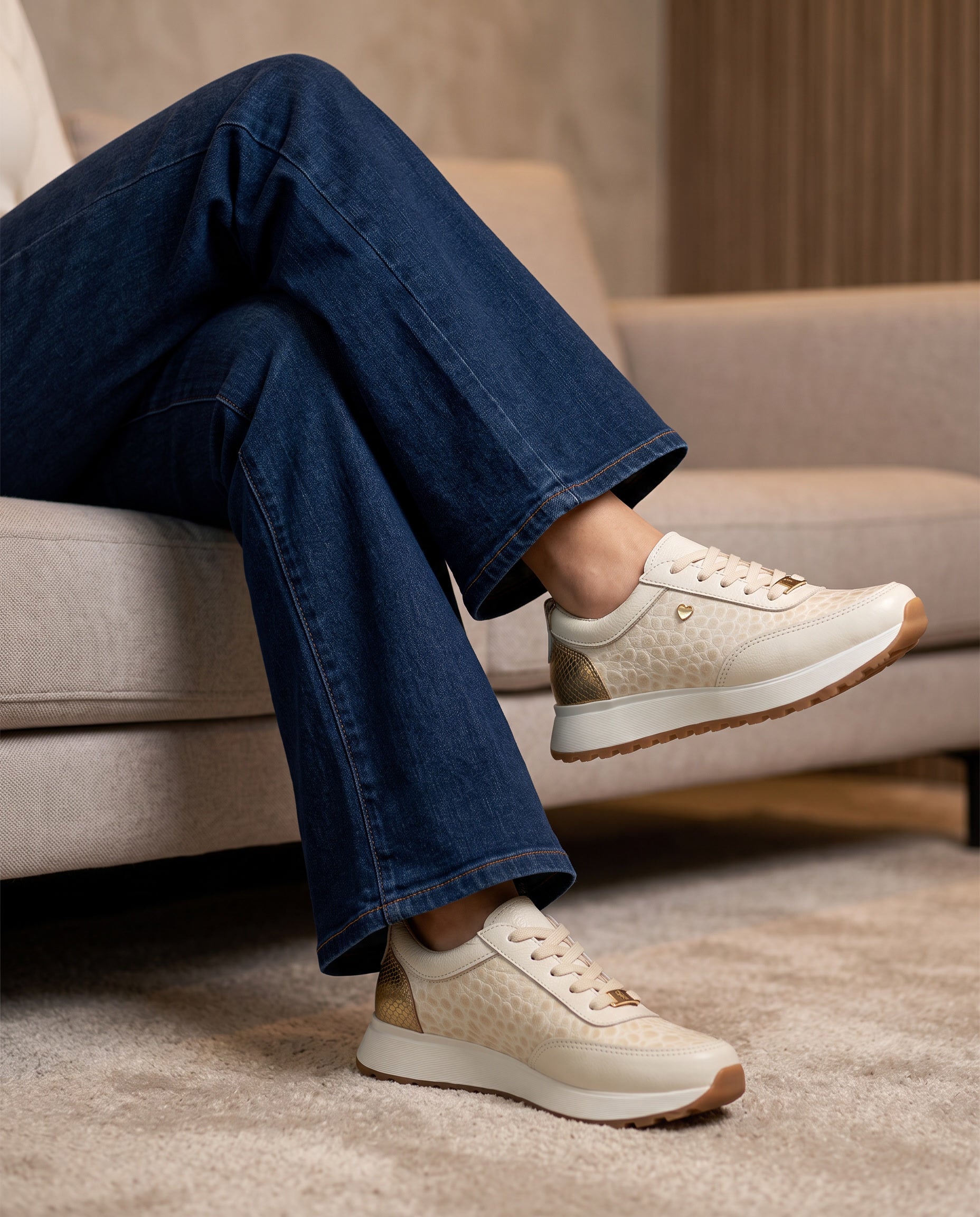 Women's Camila Cream Leather Sneakers | Maryori López