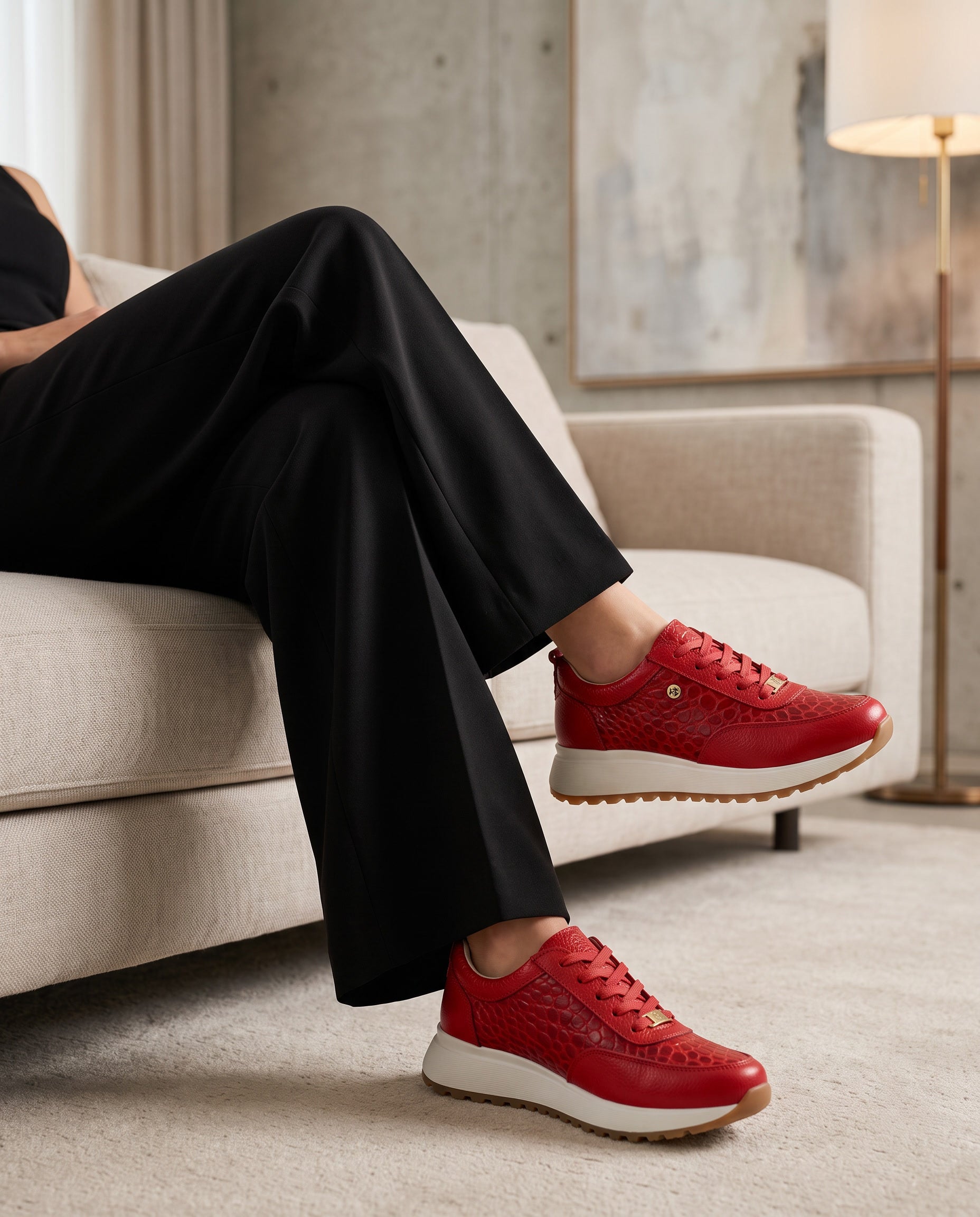 Camila Red Leather Women's Sneaker | Maryori López