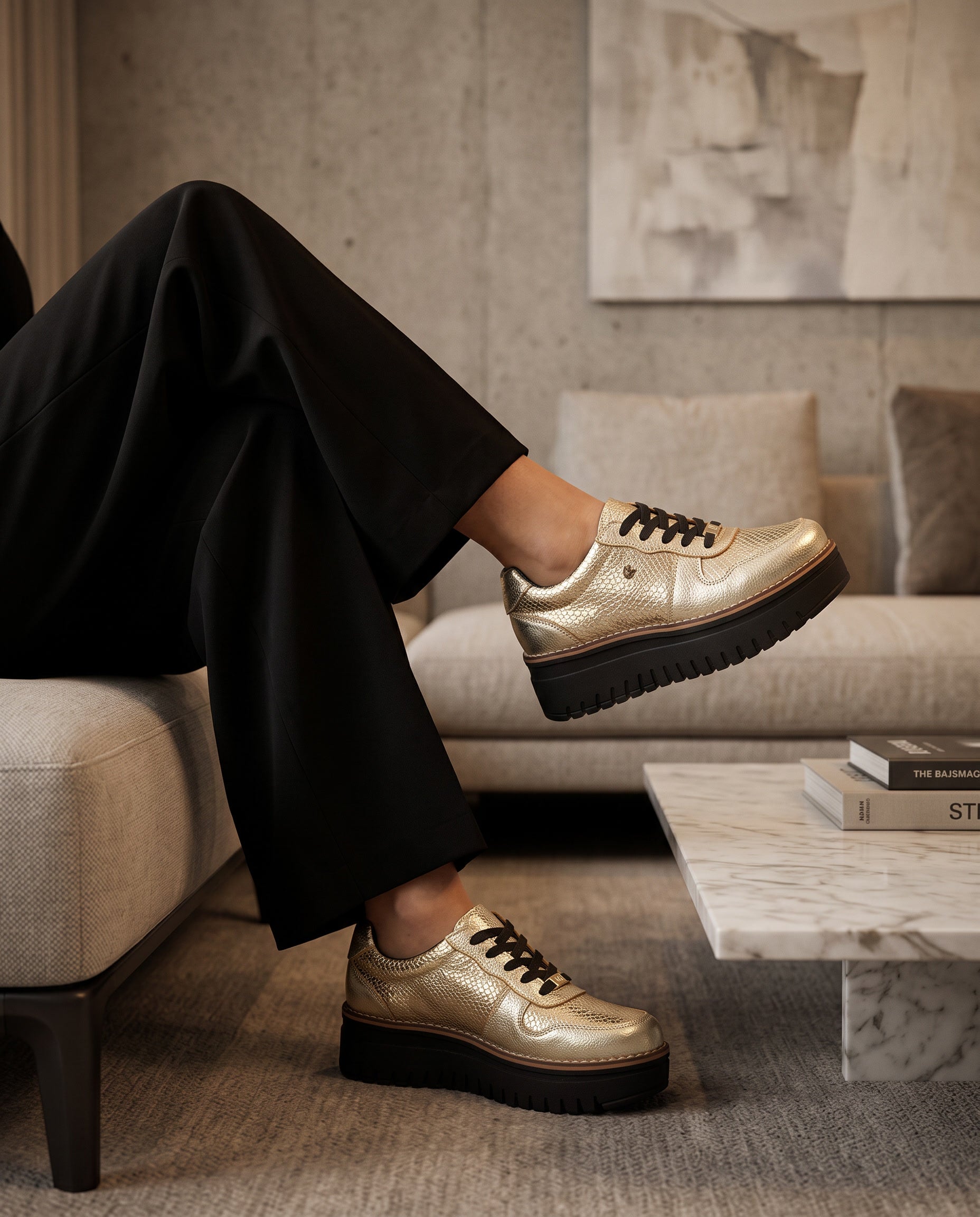 Riviera Gold Leather Women's Sneaker | Maryori López