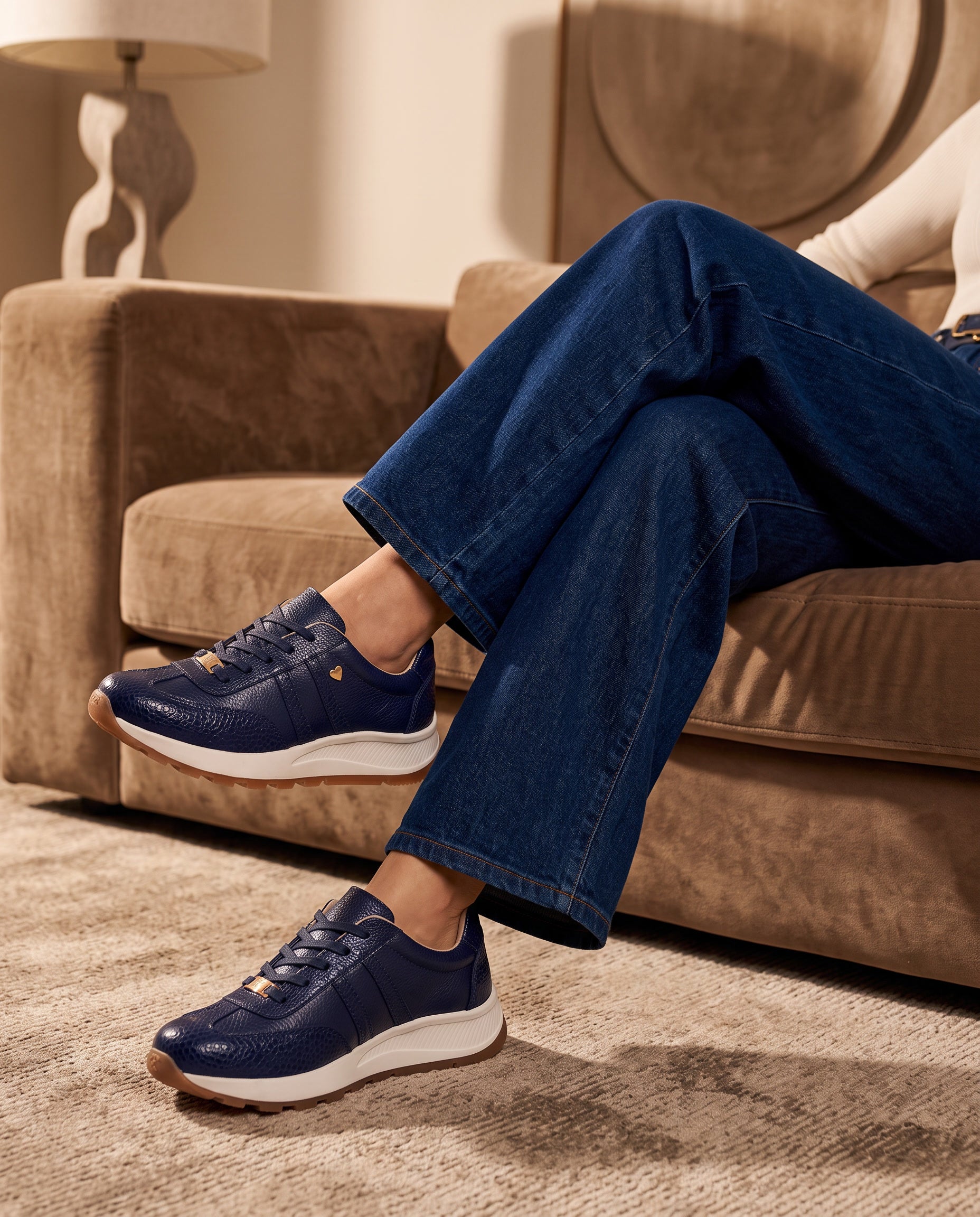 Karla Blue Leather Women's Sneaker | Maryori Lopez