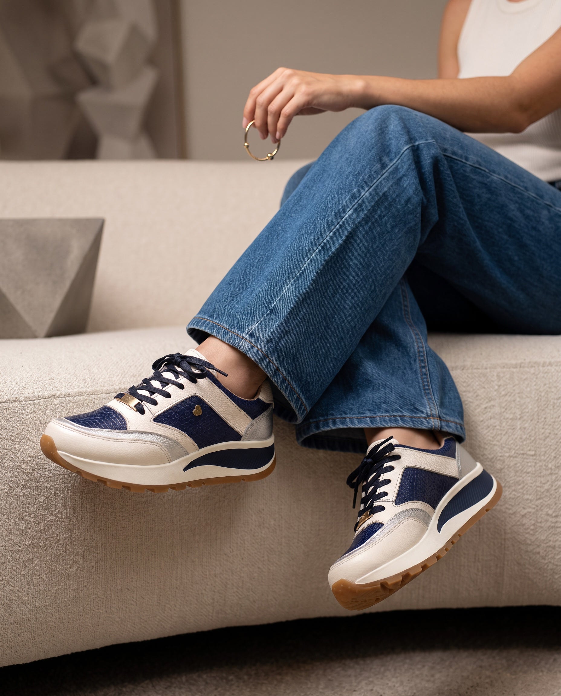 Brigette Blue Leather Women's Sneaker | Maryori López