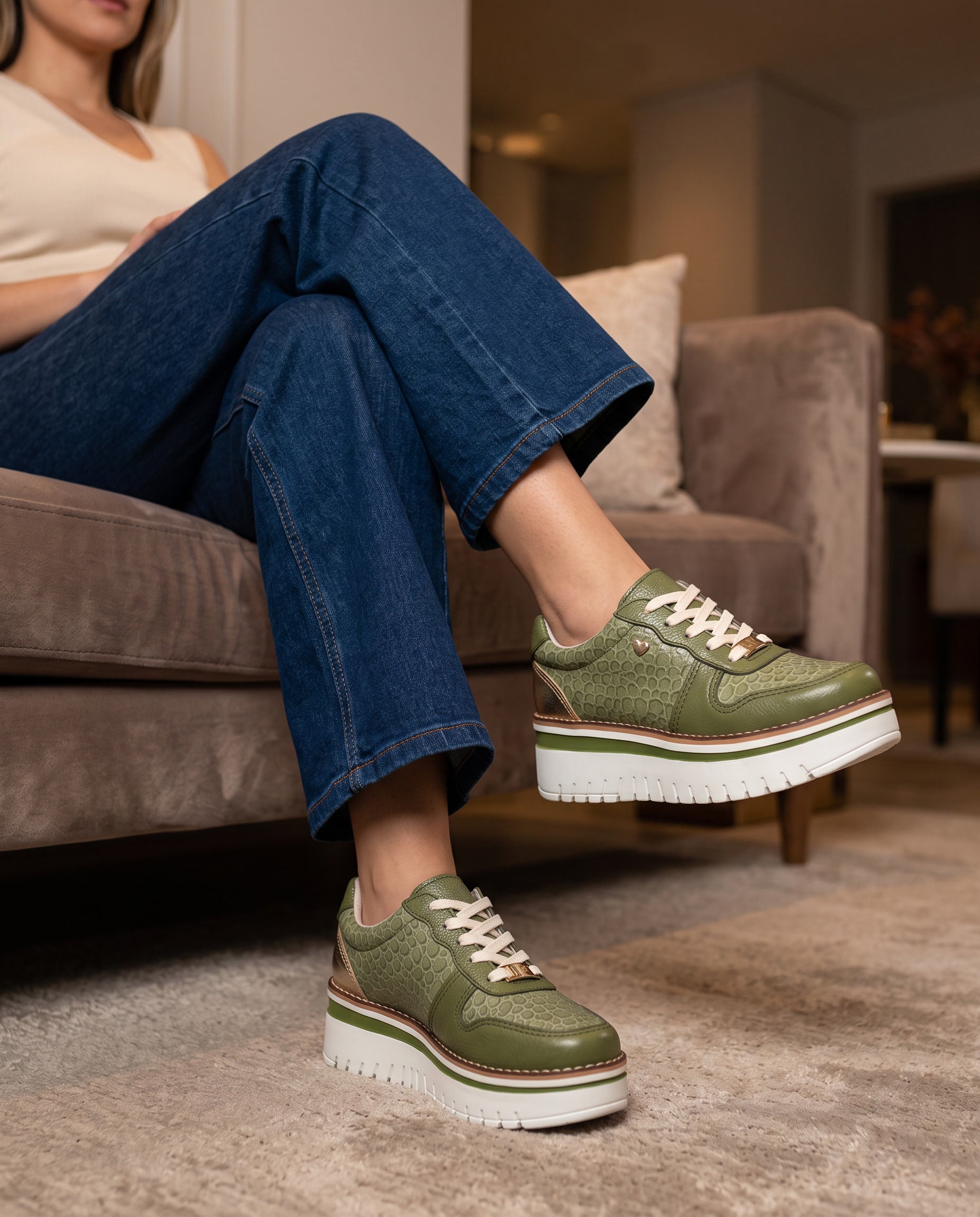 Riviera Green Leather Women's Sneaker | Maryori López