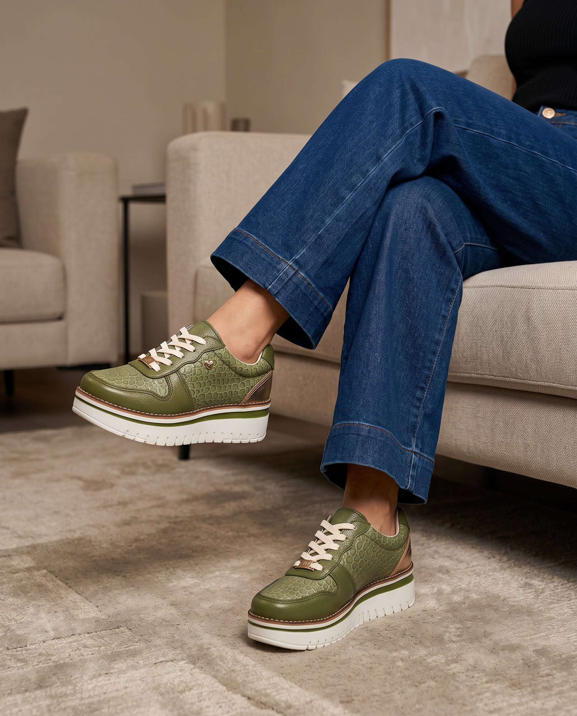 Riviera Green Leather Women's Sneaker | Maryori López