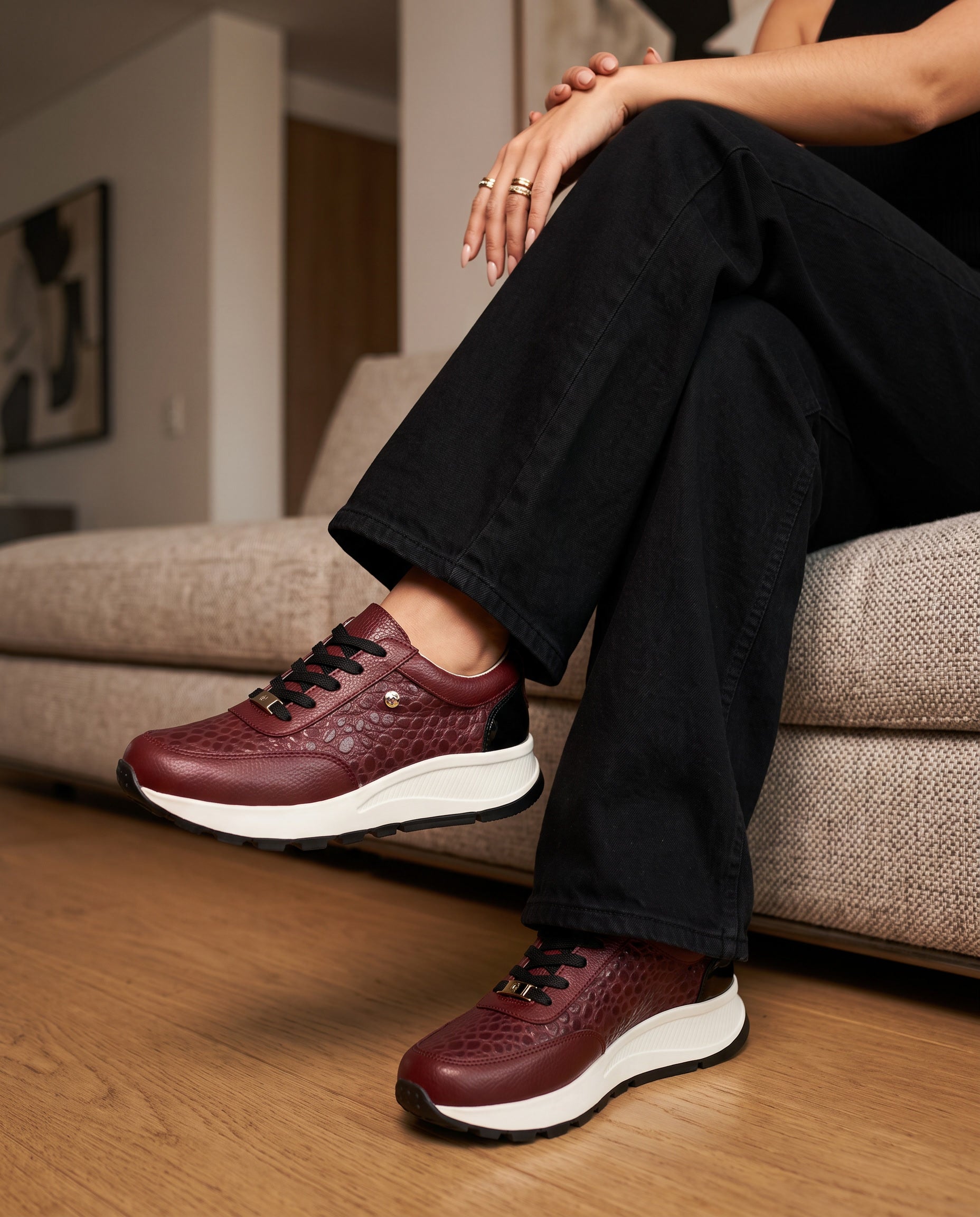 Women's Marcela Bordeaux Leather Sneaker | Maryori López