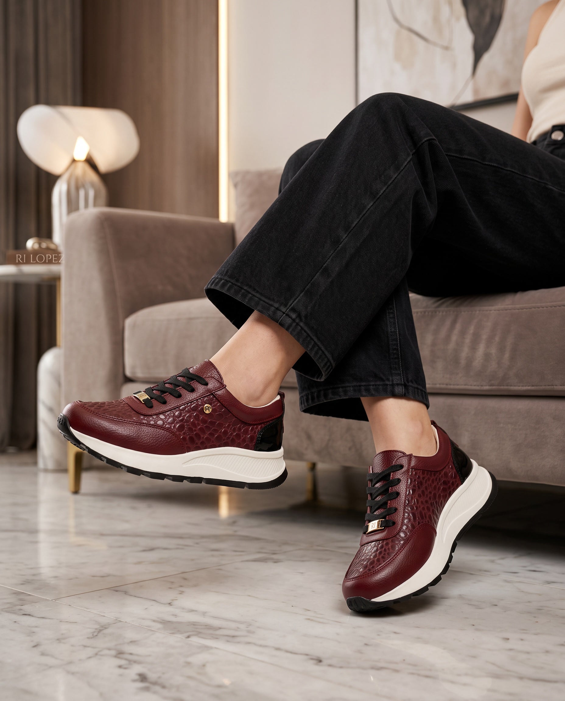 Women's Marcela Bordeaux Leather Sneaker | Maryori López