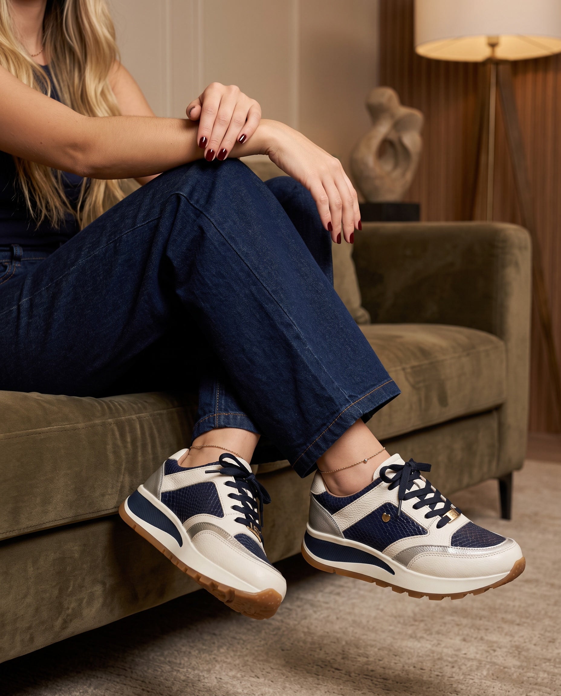 Brigette Blue Leather Women's Sneaker | Maryori López