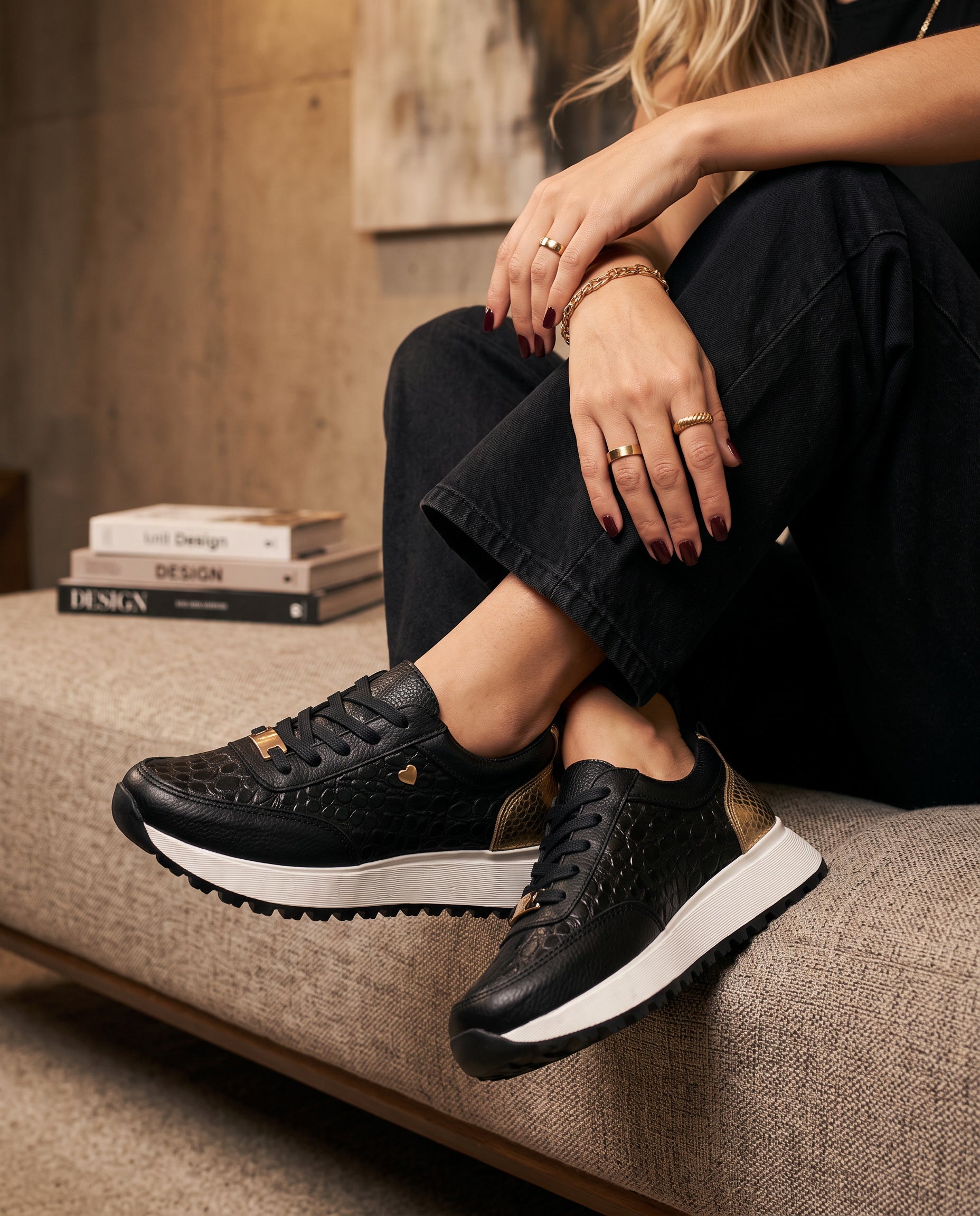 Camila Black Leather Women's Sneaker | Maryori López