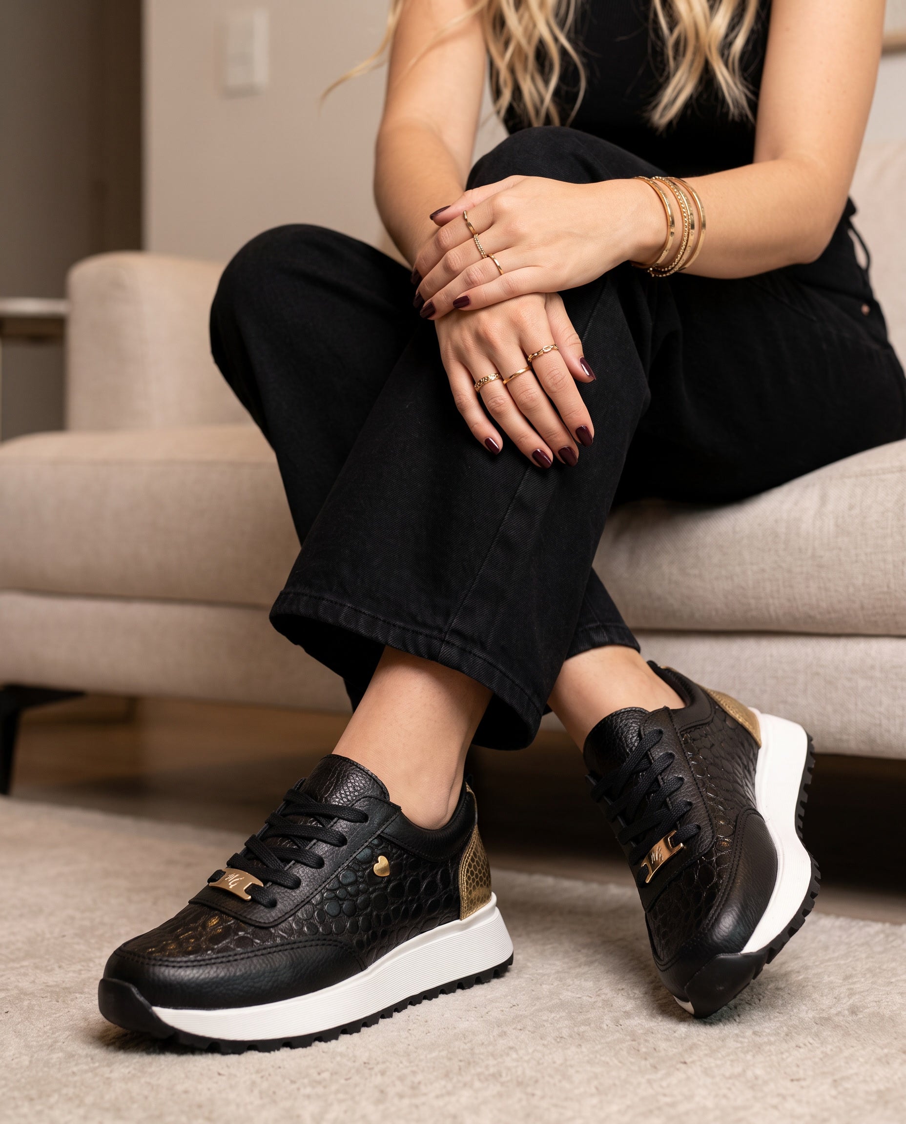Camila Black Leather Women's Sneaker | Maryori López