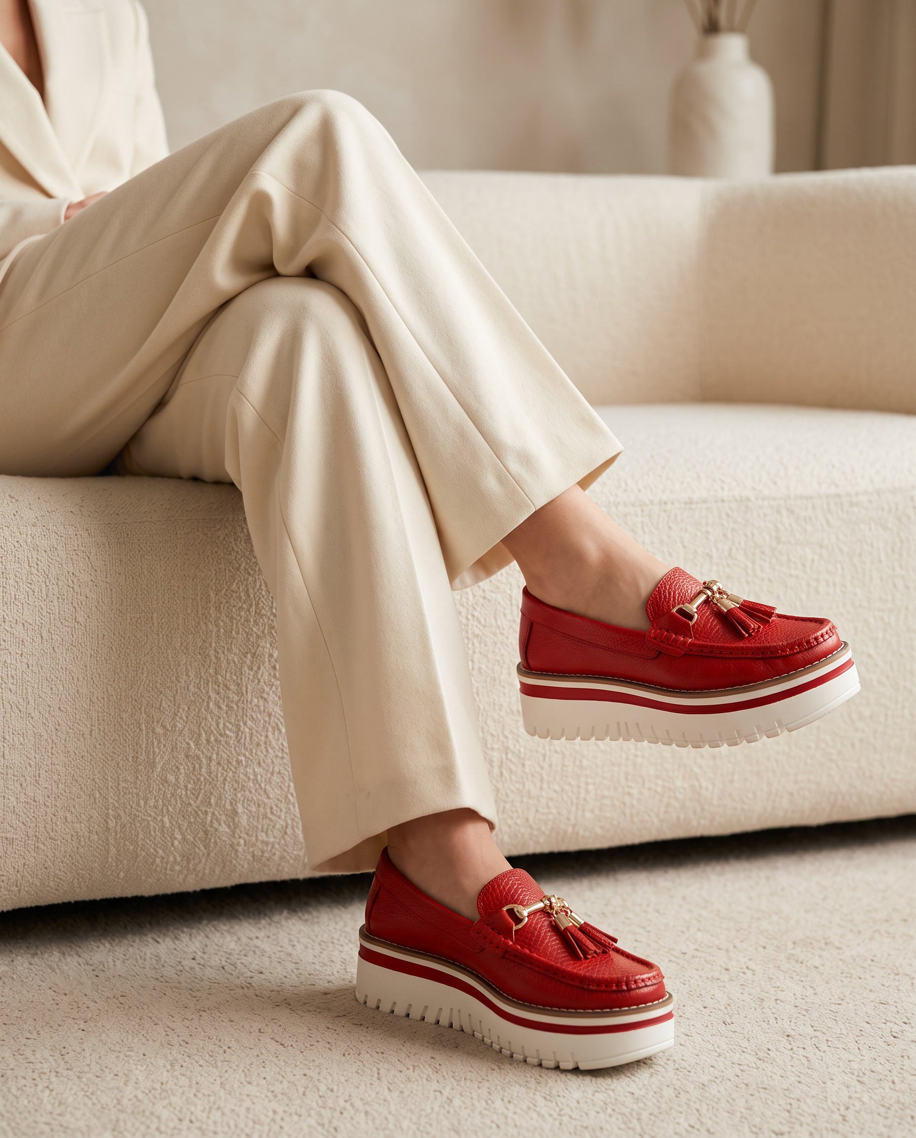 Women's Scarlet Platform Loafer | Maryori López