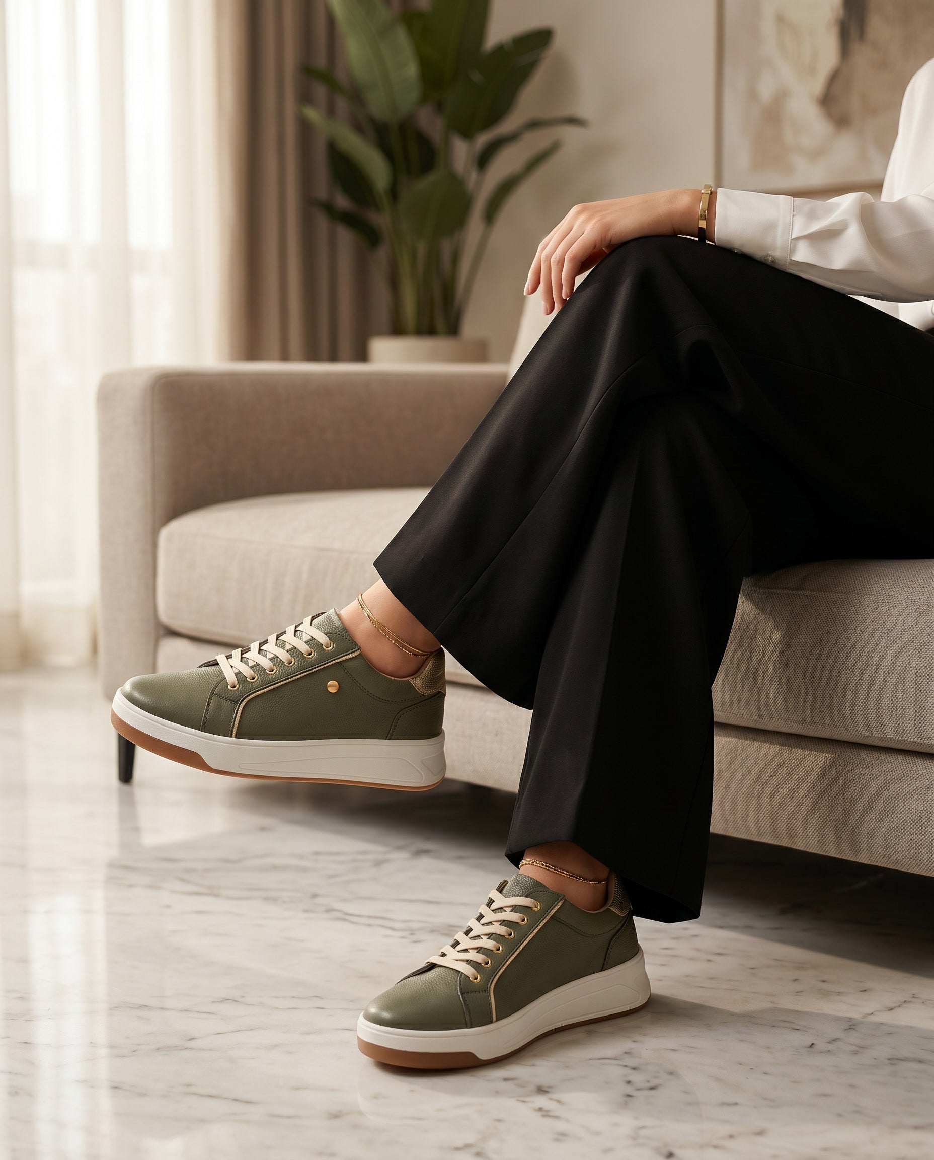 Camila Green Leather Women's Sneaker | Maryori López