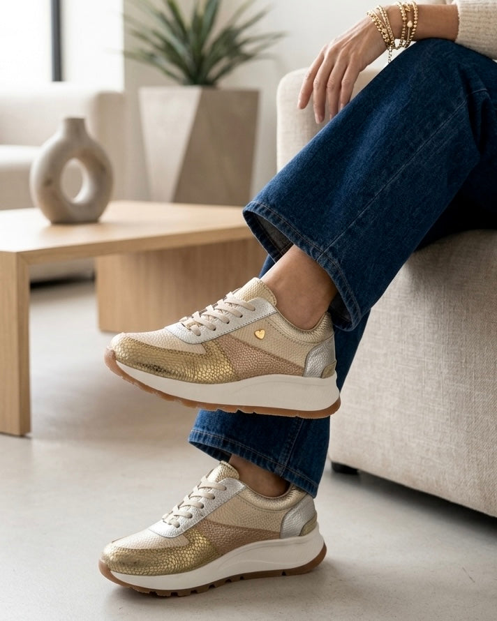 Zapatilla Giulia multitono cuero natural mujer plataforma | Maryori López