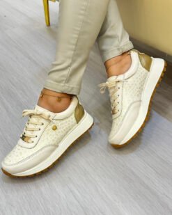 Zapatilla Camila Crema Cuero Mujer | Maryori López