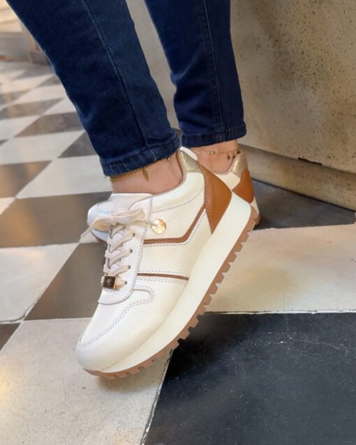 Zapatilla Emilia Crema Cuero Mujer | Maryori López - Imagen 2