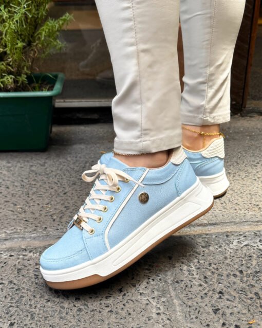 Zapatilla Ximena Celeste Cuero Mujer | Maryori López - Image 3
