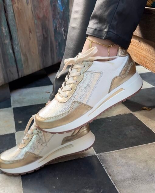 Zapatilla Joya Dorado Cuero Mujer | Maryori López - Imagen 2