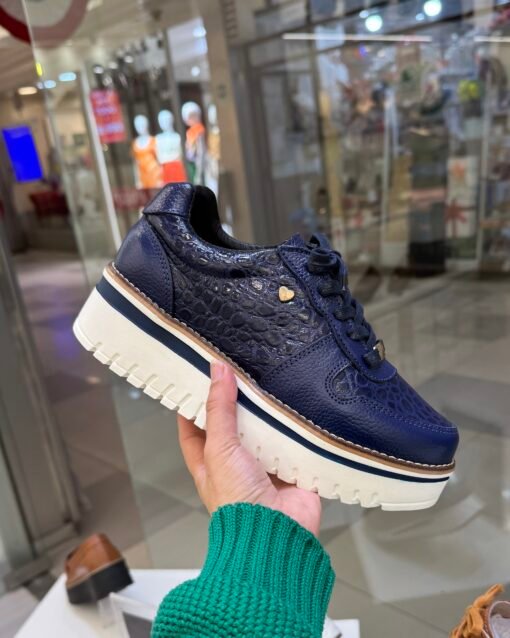 Zapatilla Riviera Azul Cuero Mujer | Maryori López