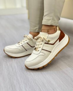 Zapatilla Emilia Crema Cuero Mujer | Maryori López