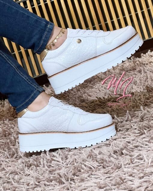 Zapatillas Riviera Blanco de cuero premium para mujer – Calzados Maryori López