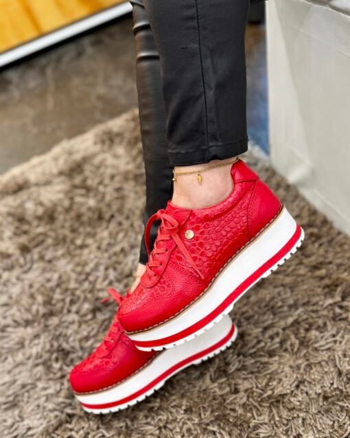 Zapatillas Riviera Rojo de cuero premium para mujer – Calzados Maryori López