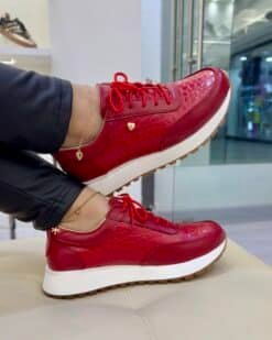 Zapatilla Camila Rojo Cuero Mujer | Maryori López