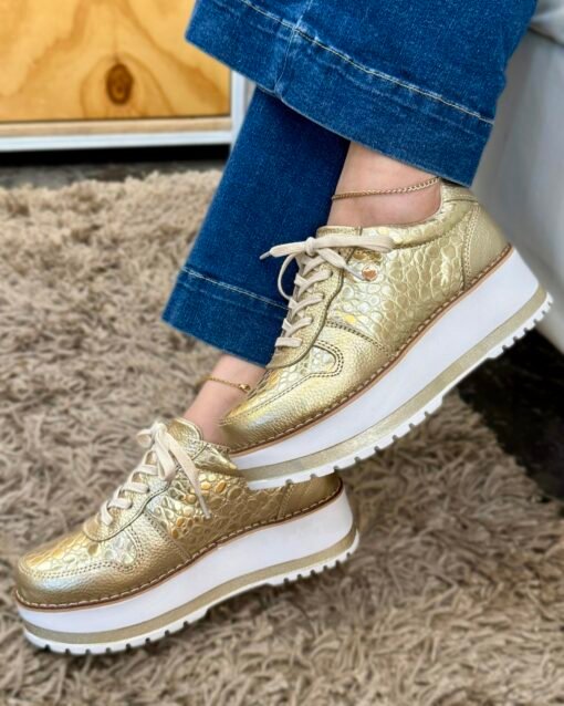 Zapatilla Riviera Dorado Cuero Mujer | Maryori López - Imagen 2