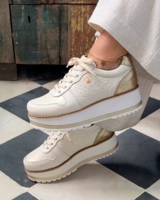 Zapatillas Riviera Crema en cuero premium – Calzados Maryori López