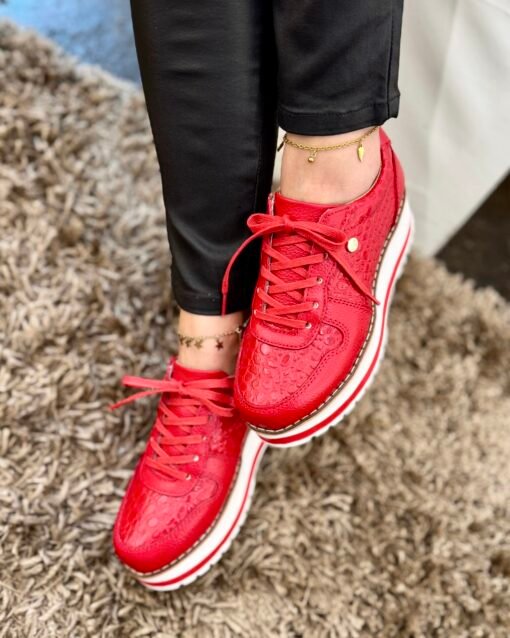 Zapatilla Riviera Rojo Cuero Mujer | Maryori López - Imagen 3