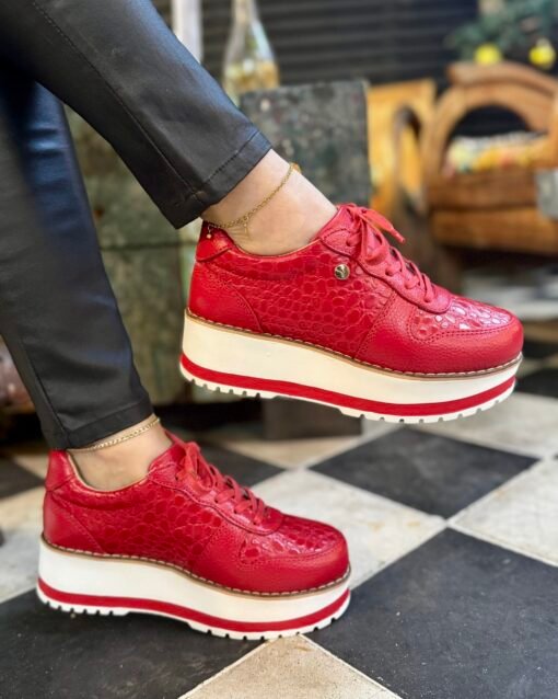 Zapatilla Riviera Rojo Cuero Mujer | Maryori López - Imagen 2