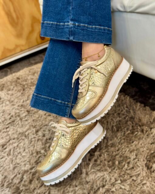 Zapatilla Riviera Dorado Cuero Mujer | Maryori López - Imagen 3