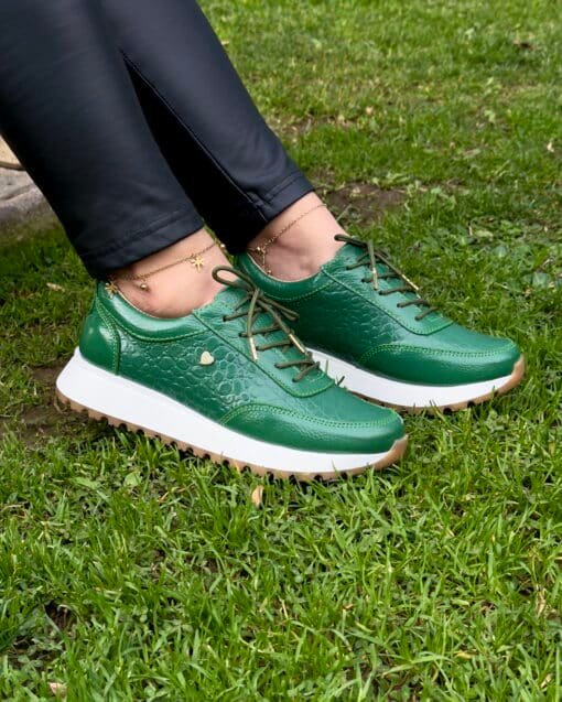 Zapatilla Camila Verde Cuero Mujer | Maryori López - Imagen 2