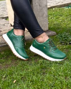 Zapatilla Camila Verde Cuero Mujer | Maryori López